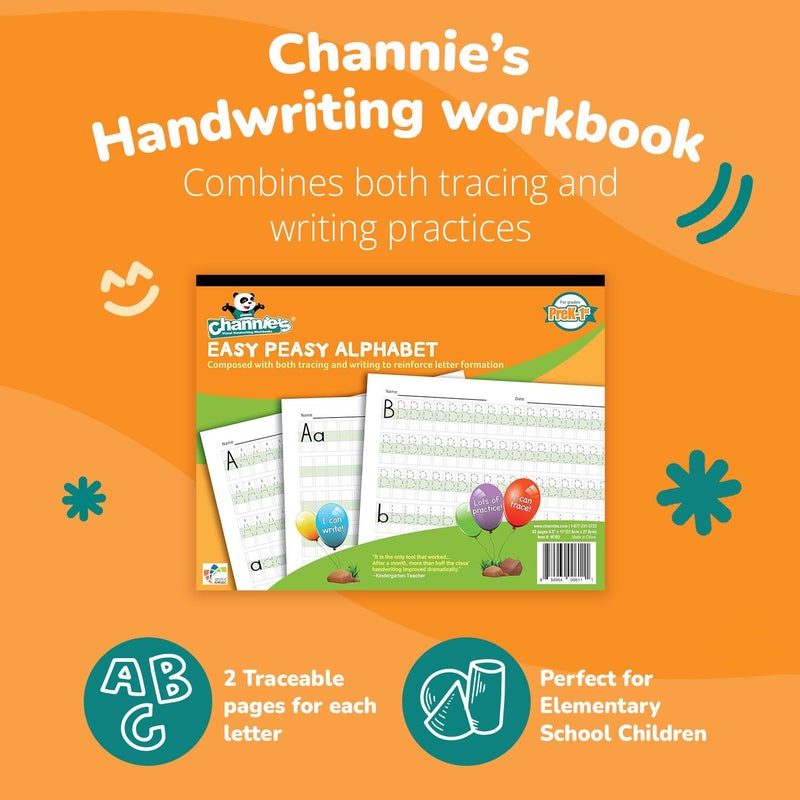 Channie's Easy Peasy Alphabet Tracing Book for Kids Ages 3-5  Pre K & Kindergarten Writing Workbook for Handwriting & Tracing  Effective Alphabet Practice With Color-Coded Blocks - Image 2